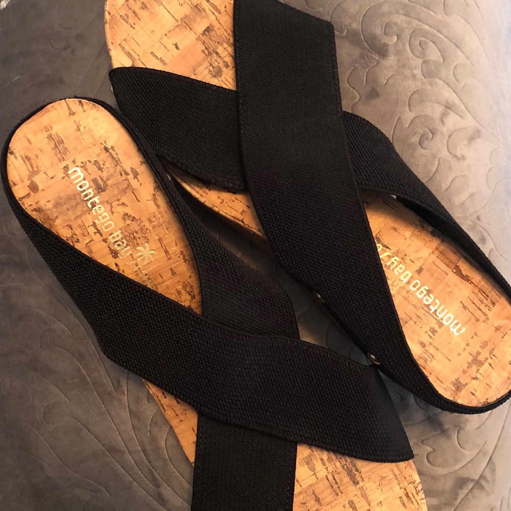Montego Bay Club Black Wedge Shoes Size 12